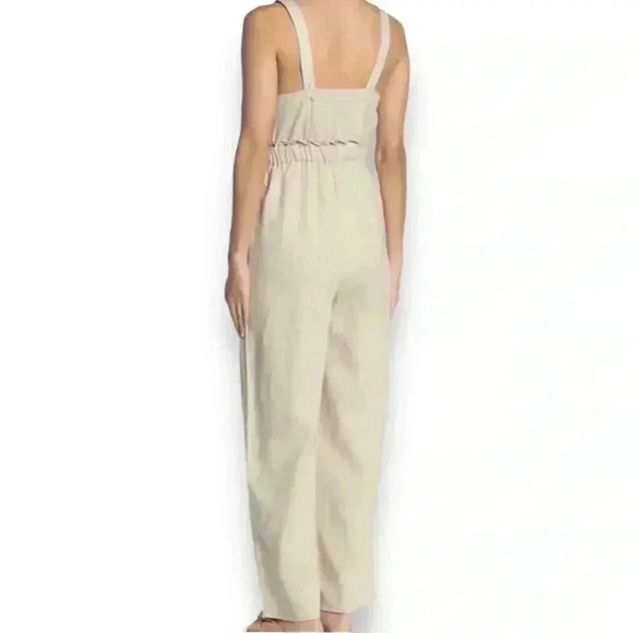 Romeo & Juliet Couture Tan Striped Linen Blend Jumpsuit Adjustable strap size Lg - Picture 3 of 16